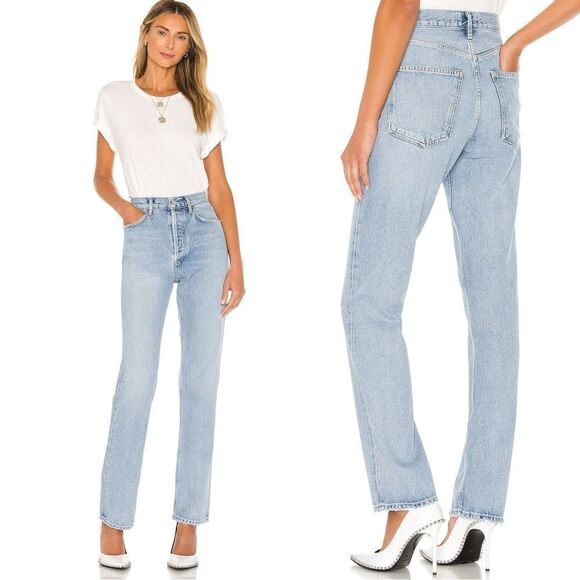 AGOLDE Lana High Waist Straight Leg jeans in Riptide Light Wash - Picture 1 of 14